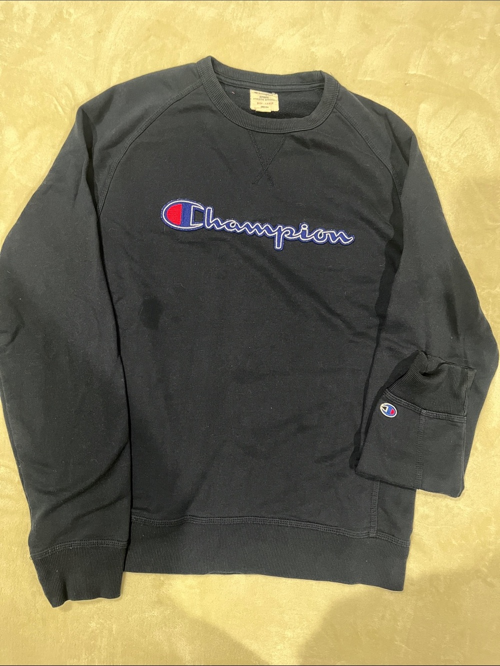 Champion Black Crewneck Sweatshirt with Embroidered Logo